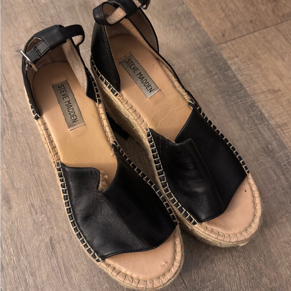 Steve Madden Black Espadrille Sandals
